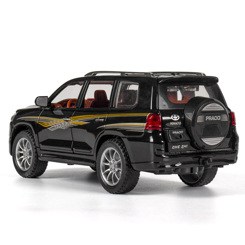 Car Model 1:24 Toyota Prado Alloy Simulated Car Figurine with Sound and Light Rebound Off-Road Toy for Children