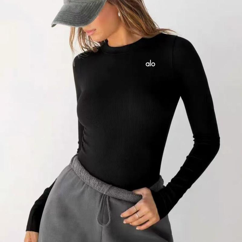 Alo Factory Direct Supply Spring and Summer Slim Fit High Elasticity Skin-Friendly T-Shirt Tight-Fitting Inner Top Quick-Dry Base Layer Versatile