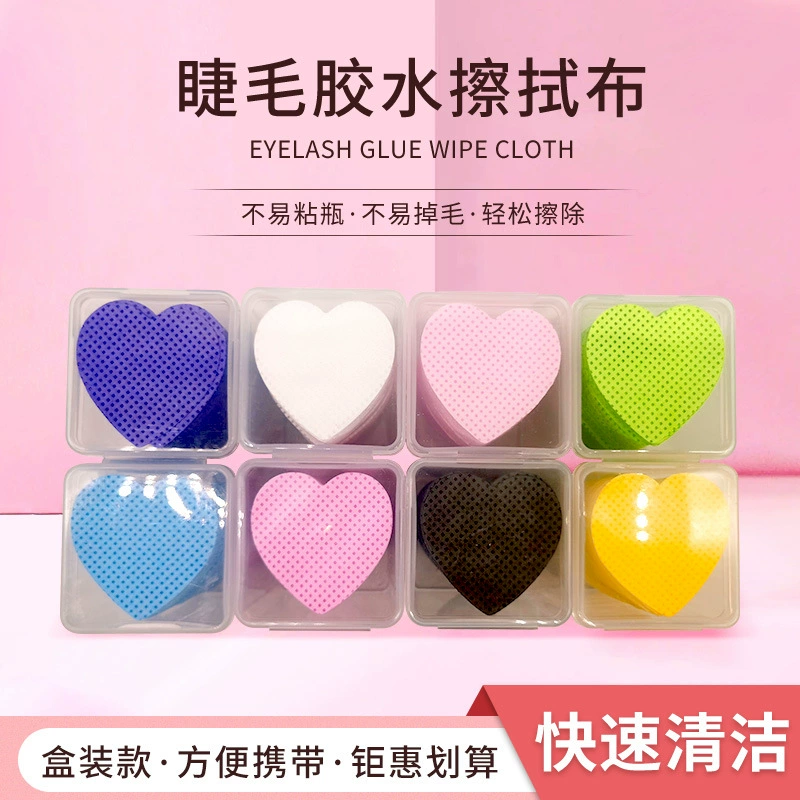 Специальный клей для наращивания ресниц, чистящие ватные диски в форме сердца, салфетки для протирания горлышек бутылок, средство для снятия макияжа с ресниц после наращивания, нетканые салфетки для бутылок с клеем.