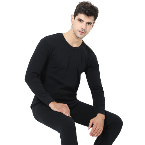 Langsha cotton thermal underwear set men and women low neck round neck 100 pure cotton autumn clothes and long johns basic set