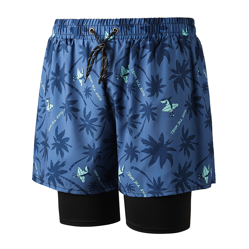 Blue Leaves 001-2 Men's Swimming Trunks
