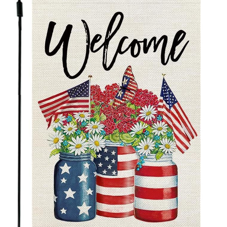 Transfronterizo Amazon nuevo día de la independencia festivo decoración de bandera de jardín impresión doble bandera de jardín decoración al aire libre