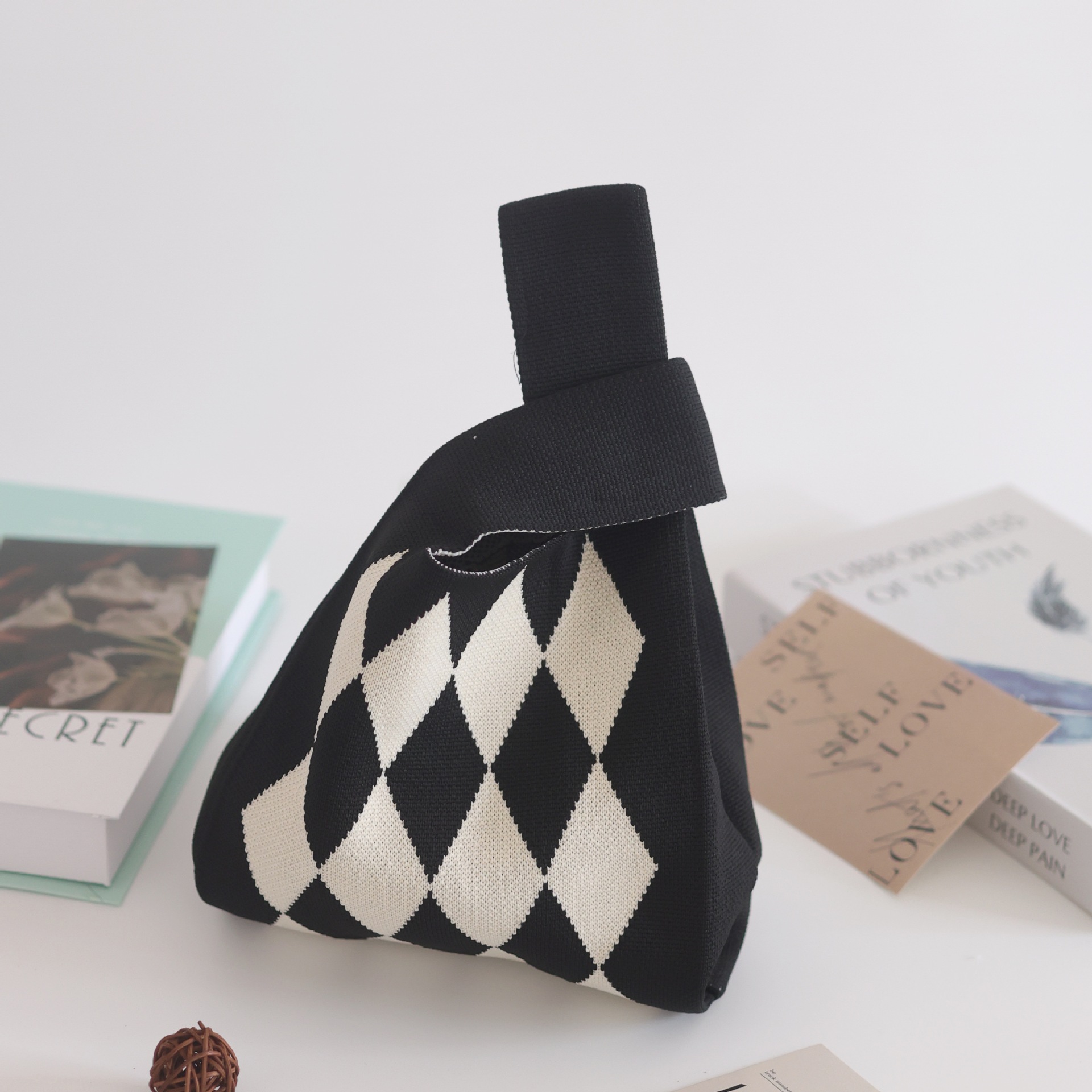 Bolso de punto transfronterizo bolso de punto para mujer bolso de muñeca de todo fósforo bolso Tote bolso tejido de poliéster bolso panda