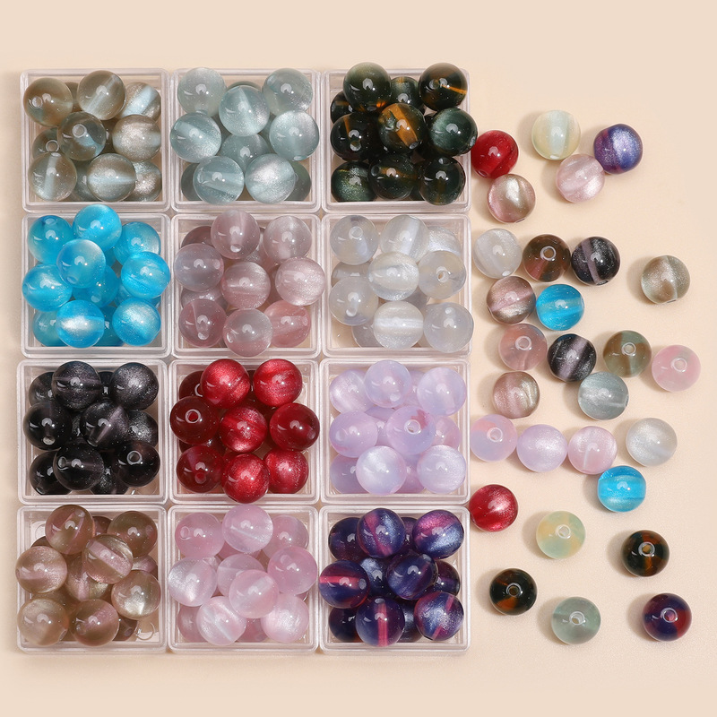 10mm Resin Fantasy Round Beads Homemade DIY Hand Beads Mobile Phone Chain Jewelry Material Loose Beads Bracelet Accessories