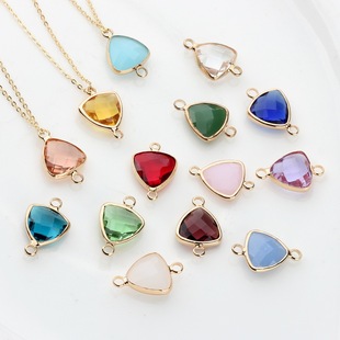 Copper edging triangle crystal cut double pendant small pendant production pendant earring accessories material wholesale