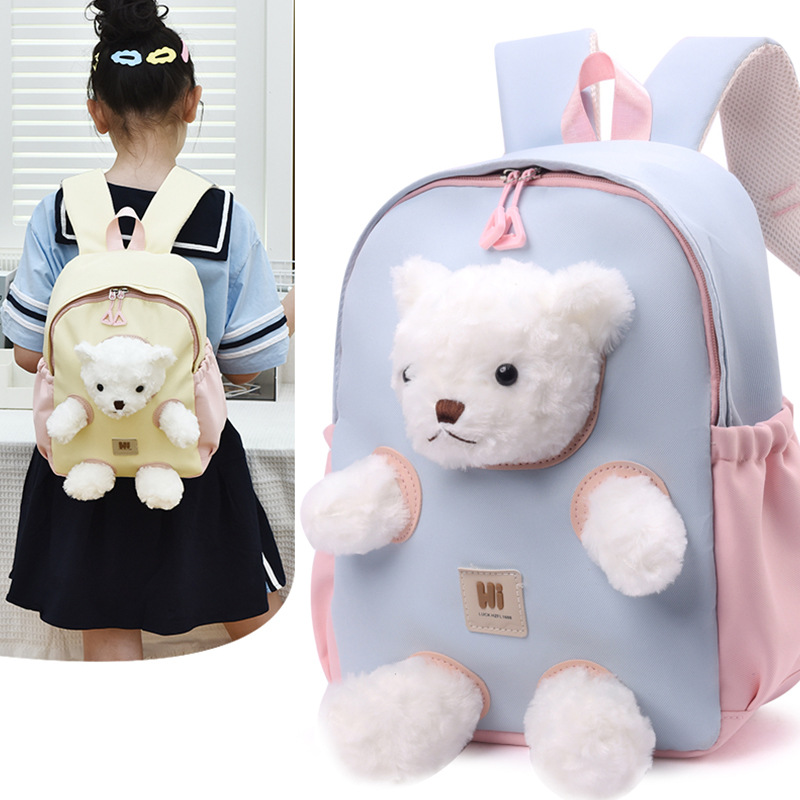 Bolsas de peluche para niños, lindas niñas, mochila pequeña otoño y invierno, nuevo tipo de dibujos animados, mochila infantil para niños