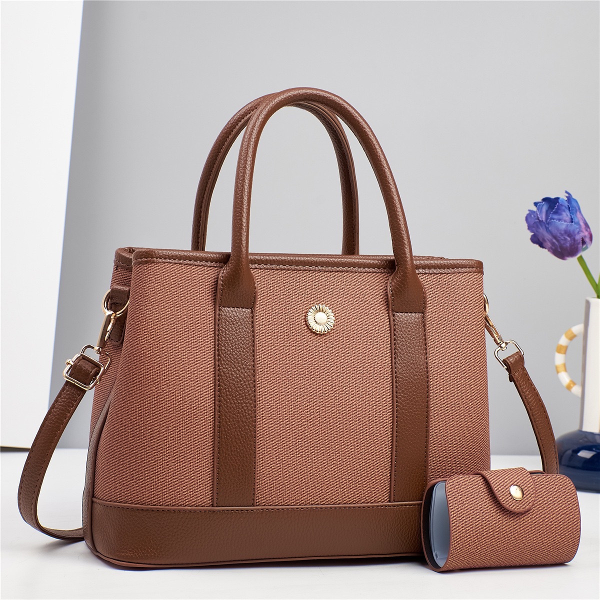 All Seasons Season Women's Gender Women's Pu Leather Color Block Elegant Classic Style Square Zipper Bag Sets