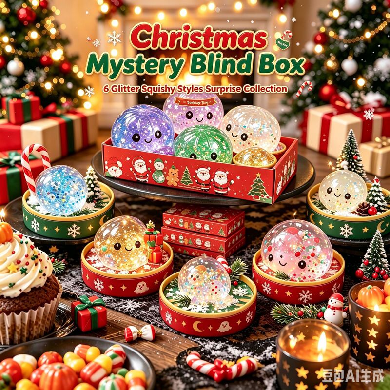 Cross-border new Christmas-themed squishy toys, realistic dumpling-shaped stress-relief toys, slow-rebound blind box set
