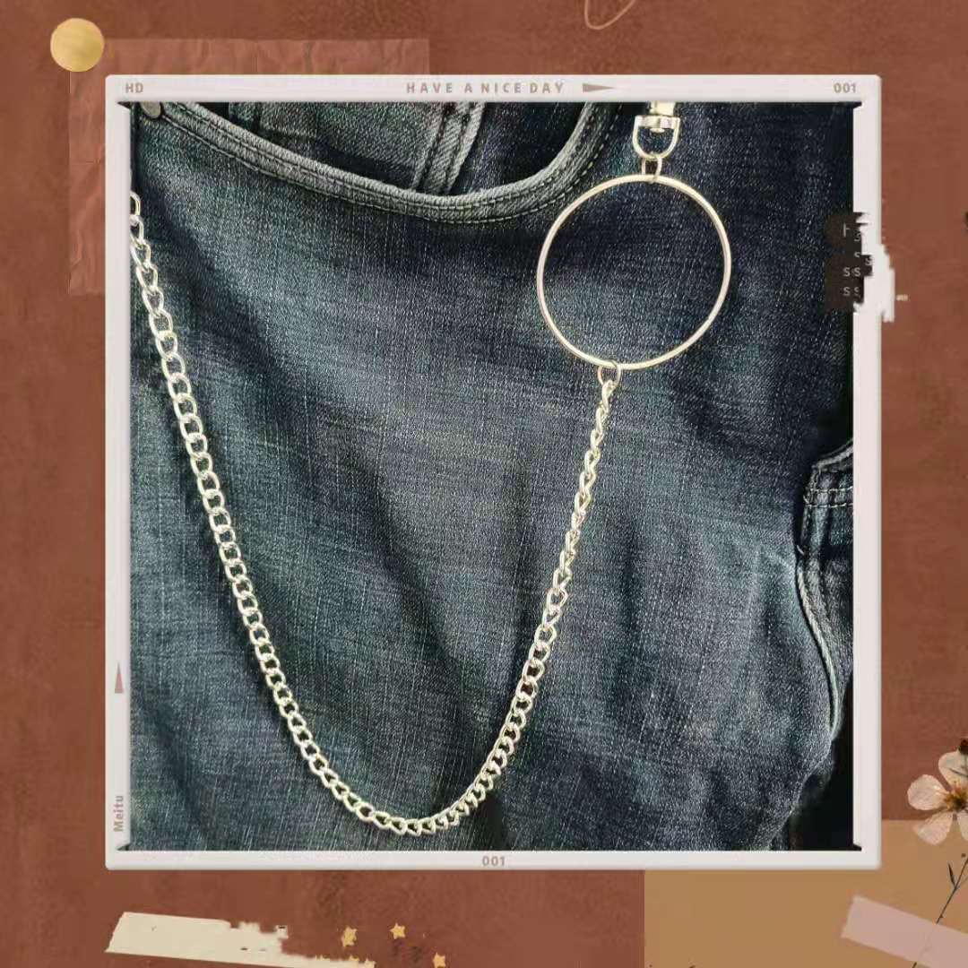 Rock Circle Men And Women Hip Hop Punk Metal Ring Pants Waist Chain Trendy Jeans Accessories Pendant_voghion.com