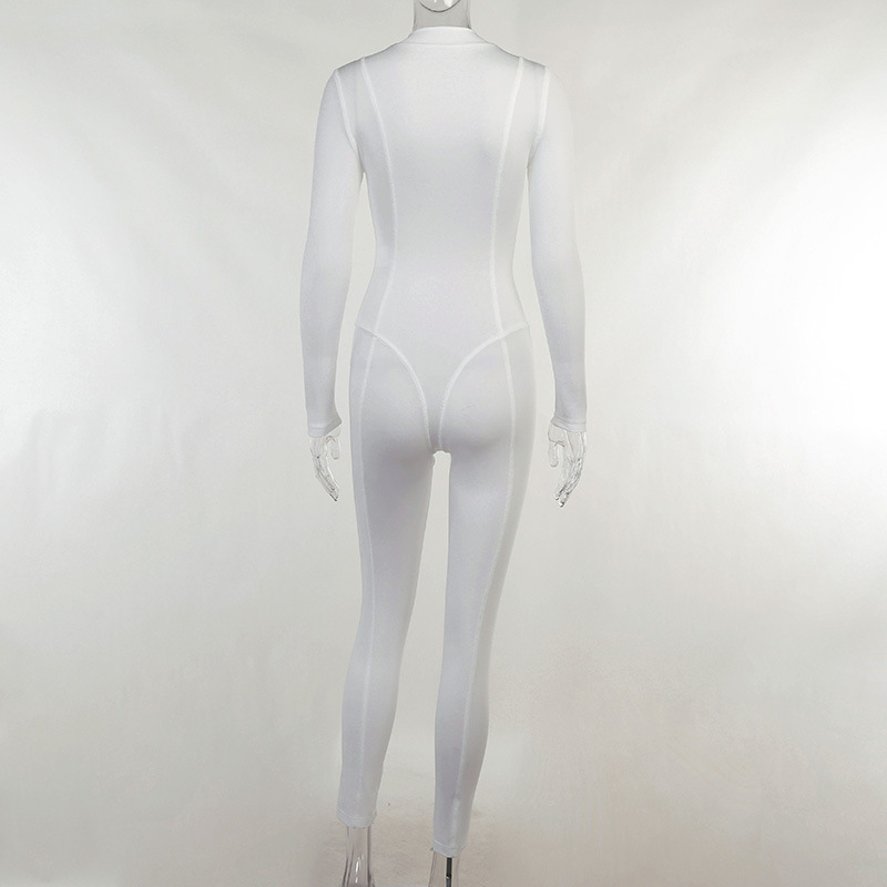 Women's Sexy Zip-Up Jumpsuit – Stretchy Long Sleeve Bodycon Romper (S-L, High Waist Casual Outfit For Streetwear & Lounge)​_voghion.com