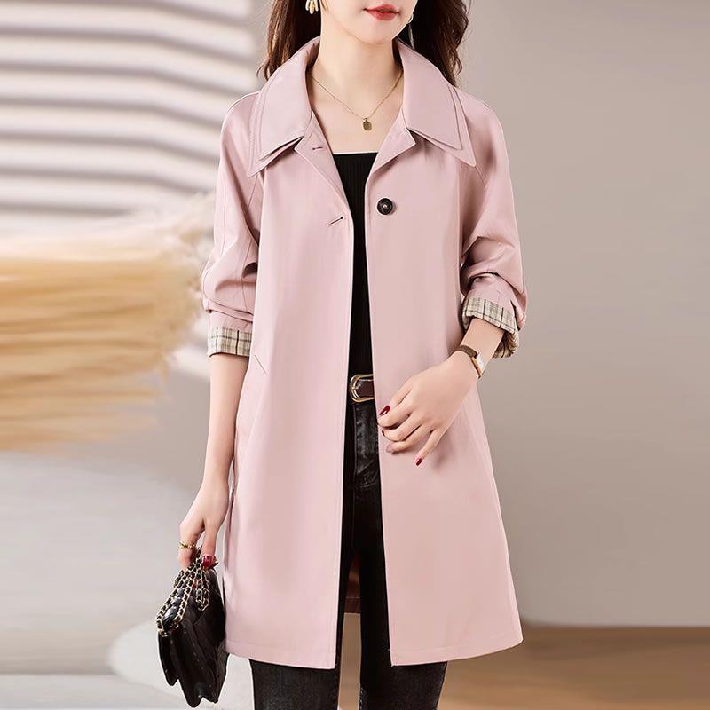 Windbreaker Women's Mid-Length 2025 Winter and Autumn New Fashion Elegant Slim Outwear Jacket Chenille Spandex