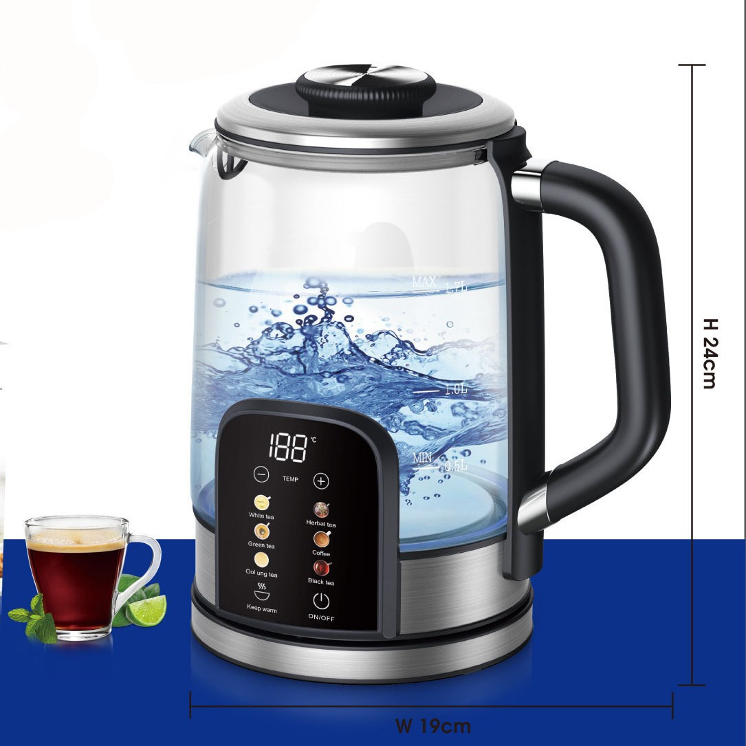 Hervidor de vidrio hervidor digital de salud hervidor de agua de gran capacidad hervidor de té de flores hervidor de pantalla táctil hervidor de agua caliente de vidrio hervidor táctil