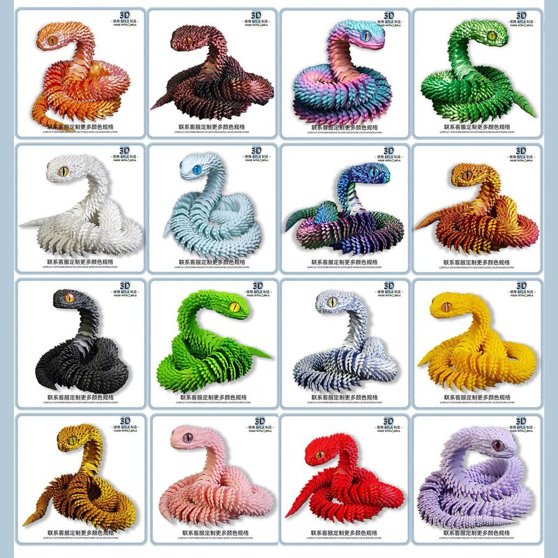 3D Printing Viper Full Joint Movable Landscape Desktop Ornaments Hand-made Model Toys Cross-border Stall Wholesale
