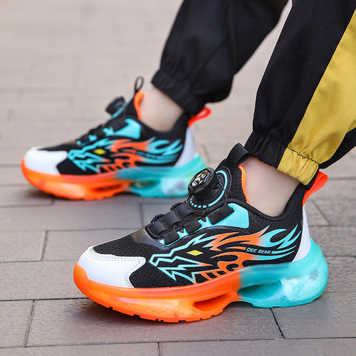 Children's 2025 Rotation Latch Sports Shoes for Big Kids, Boys, Soft Sole, Thick Sole, Non-slip, Breathable
