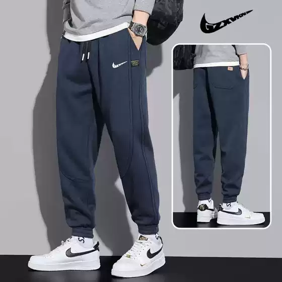 Men's pants 2025 autumn new trendy brand spliced sweatpants, youth students' leg binding pants, loose casual sports pants for men