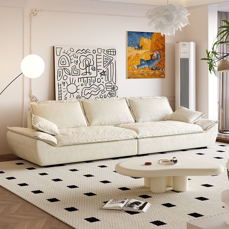 简约客厅小户型可拆洗棉麻奶油帆船直排公寓民宿出租房布艺沙发