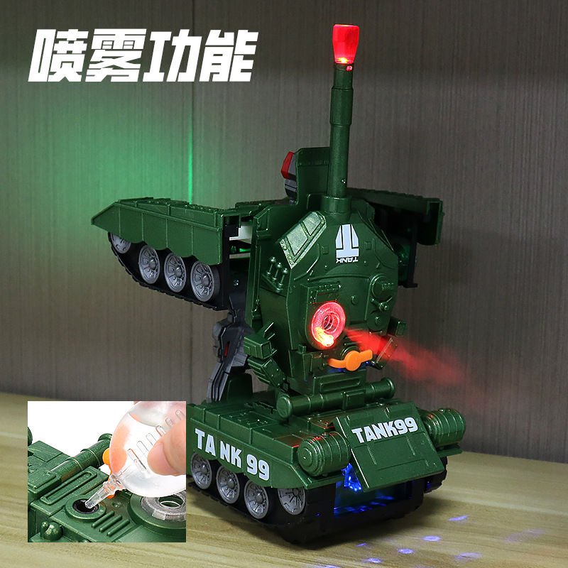 Tanque de pulverización universal eléctrica de vibración, automóviles de música, luces de deformación automática, automóviles de juguetes al por mayor