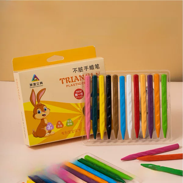Tidal temperature non-dirty hand plastic crayon 12-color painting 24-color 36-color painting shape peanut crayon baby graffiti pen