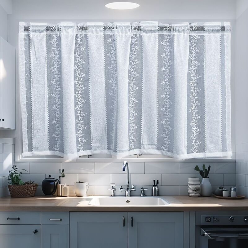 American Pastoral Jacquard Kitchen Coffee Curtains French Modern Short Curtains Cross-Mirror Finished Short Curtains