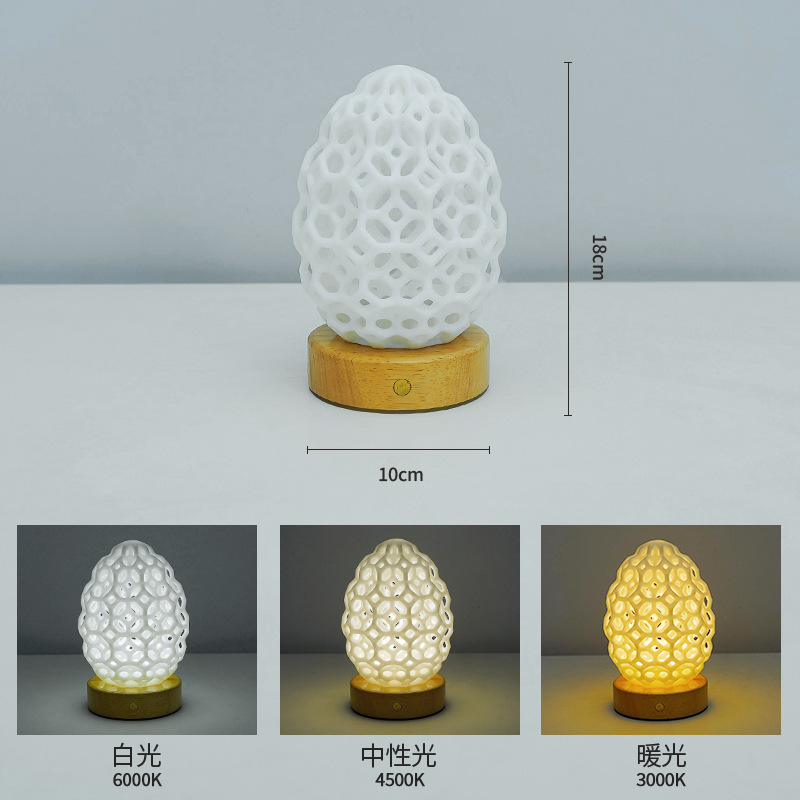 寝室のベッドサイド装飾テーブルランプ充電インクリームスタイルキノコランプ 3D 印刷タッチ調光ナイトライト研究|undefined