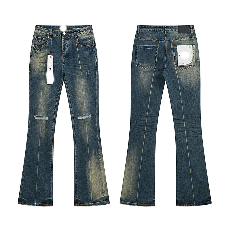 Marca de moda transfronteriza JB purple verano rectas vaqueros lavados de agua para hacer viejos agujeros vaqueros de hombre pantalones cortos de caño purple