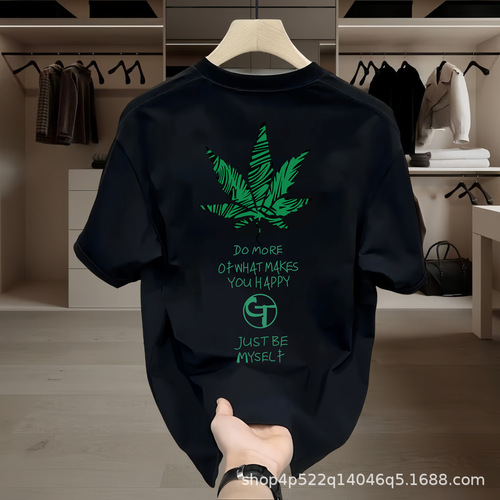 Summer Men's High-End Printed Short-Sleeve T-Shirt  New Fashion Pure Cotton T-Shirt Half-Sleeve Men's Fashion Trendy