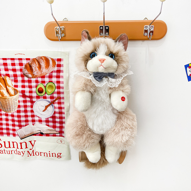 Cute muñeco gato mochila juguetes de peluche portátiles para salir mascota mochila regalo de cumpleaños para novia