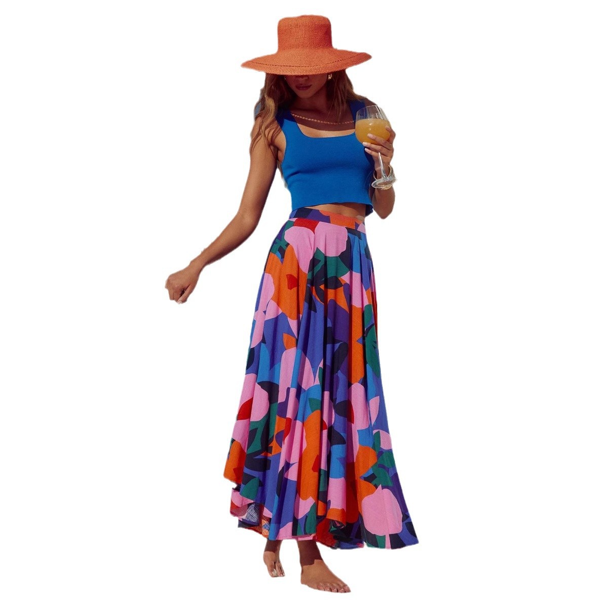 25 Euro Women's Fashion Spring/Summer New Cross-Border Casual Printed Bohemian Mid-Length Skirt For Women_ecoleips.com