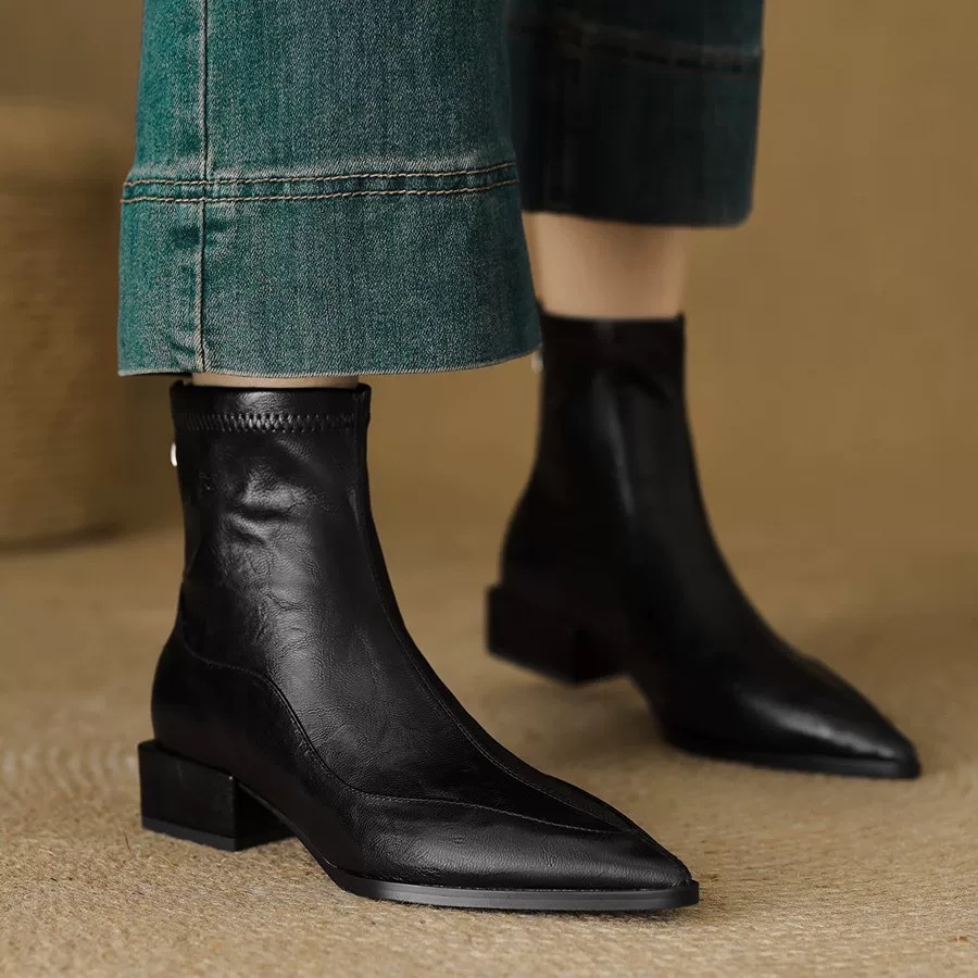 Women's Brown Leather Over The Knee Boots With Chunky Heel_voghion.com