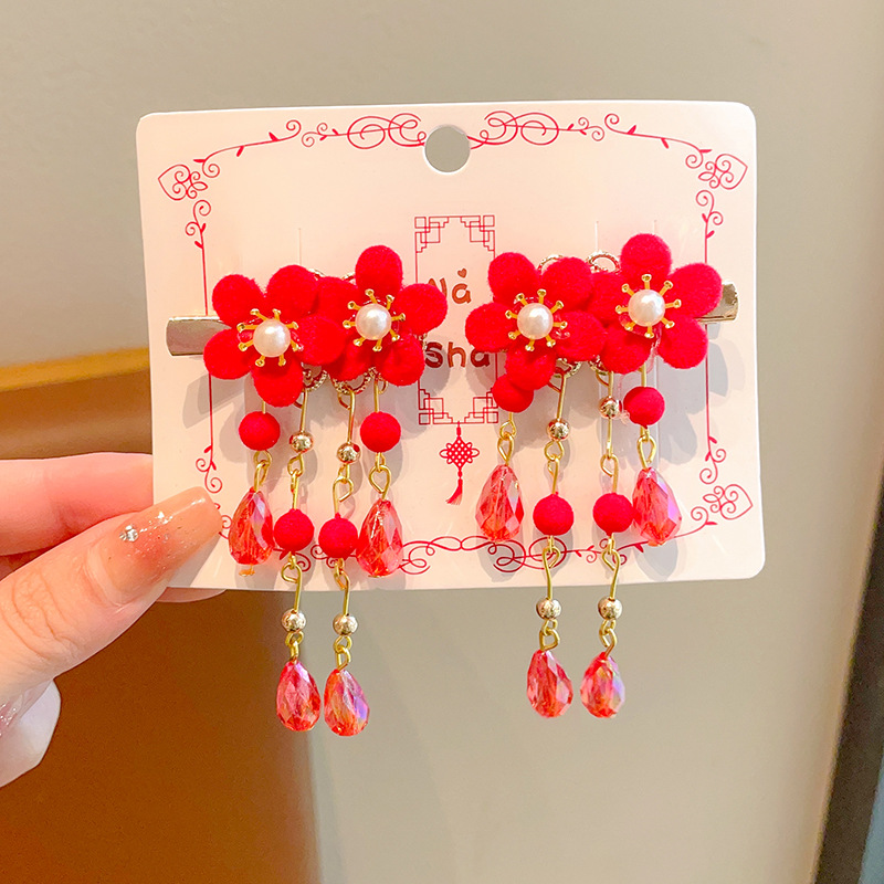 Horquillas Chinas Tradicionales para Niños, Materiales Mixtos, Decorativo, Con Borlas, para Hanfu y Año Nuevo