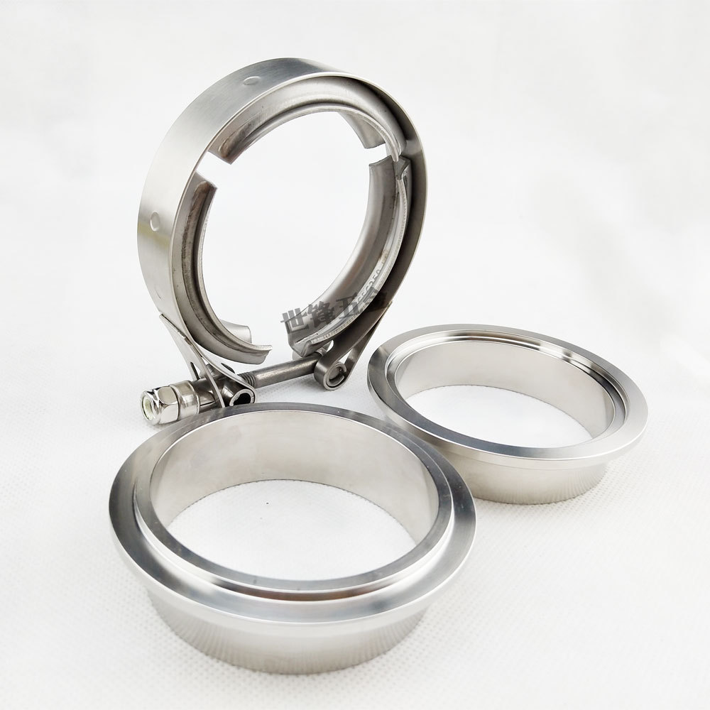 abrazadera de tubo de escape 304 acero inoxidable brida conector hembra V-brazamiento silenciador abrazadera de tubo de garganta en stock
