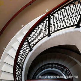 现代简约黑色别墅楼梯铝合金扶手栏杆 室内楼梯扶手铝艺楼梯护栏