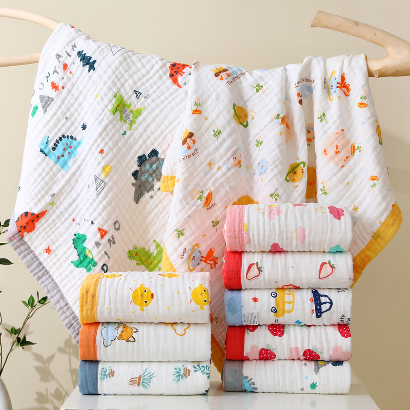 high quality infant cotton bath towel 110*110 square six-layer gauze children's quilt package class a
