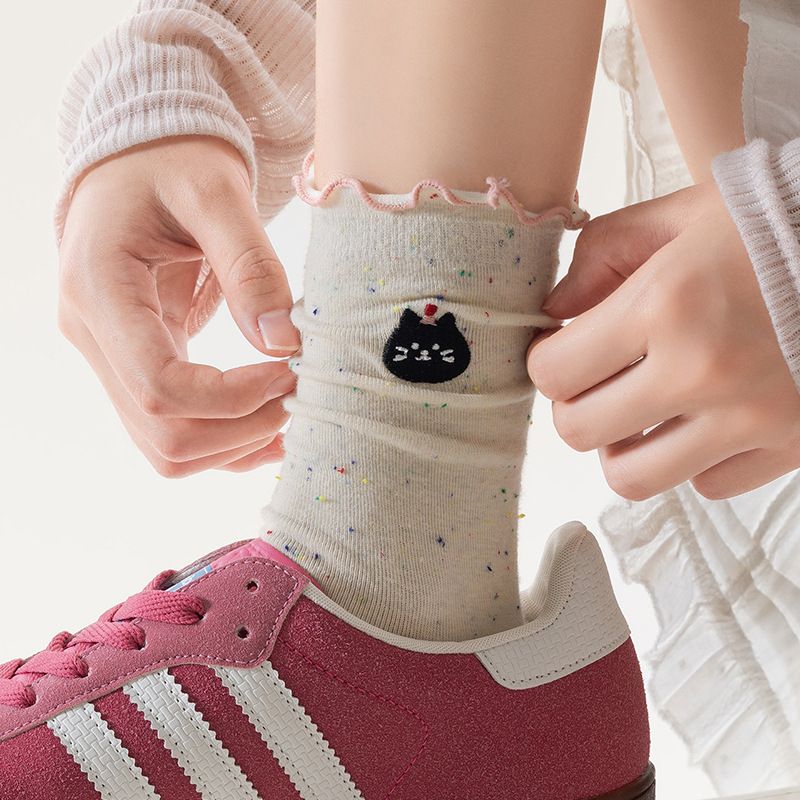 White fungus lace socks for women