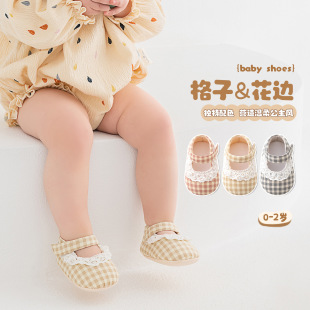 Lace Velcro baby early education indoor soft bottom floor shoes cotton baby shoes 6-12 months toddler toddler toddler shoes