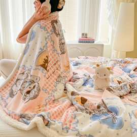lolita可爱毛毯沙发盖毯办公室午睡披肩毯羊羔绒加厚毯子代发批发