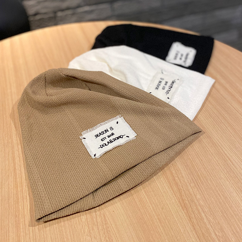 Cappello da confinamento da donna, sottile, autunno, nero, impilabile, grande, testa da donna, sottile, lavorato a maglia, foulard_voghion.com