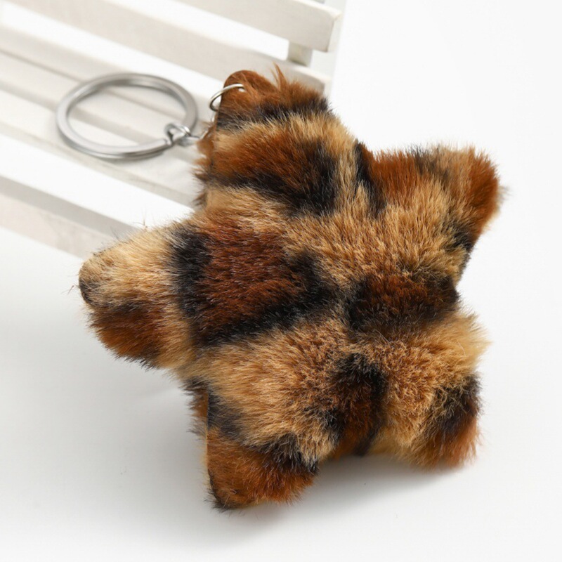 European and American Hot-selling Plush Star Keychain Pendant Leopard Print Five-pointed Star Women's Bag Vintage Car Accessories Hanging Ornaments European and American Hot-selling Plush Star Keychain Pendant Leopard Print Five-pointed Star Women's Bag Vintage Car Accessories Hanging Ornaments