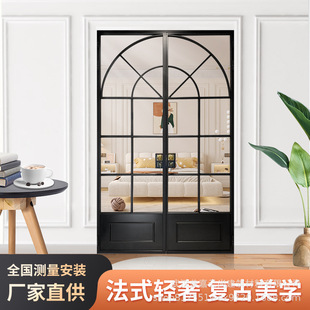 复古对开门法式轻奢平开门 客厅极窄边玻璃钛镁合金双开门批发-阿里巴巴