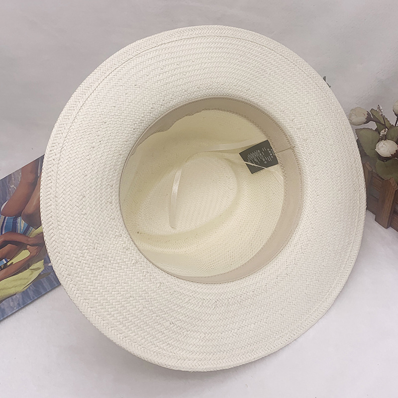 Thin straw top hat female tide Korean version all travel visor flat brim Panama straw hat_voghion.com