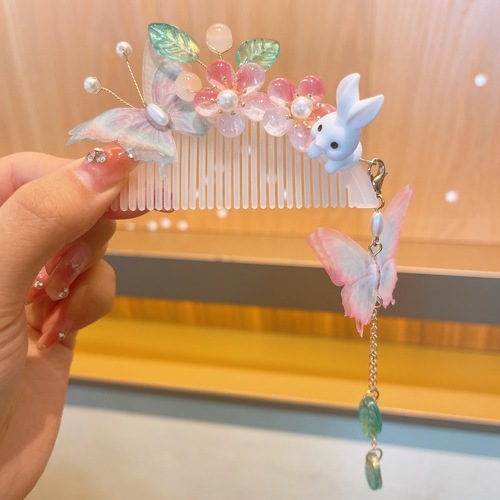 Children's ancient style broken hair combed girl's Hanfu step rocking tassel hairpin headdress girl's Chinese style back head hair accessory