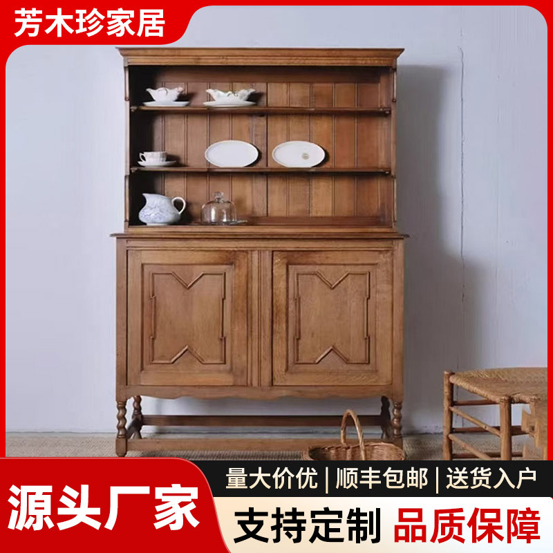 Vintage-Style Display Sideboard with Twist-Shaped Legs, Storage for Dishes and Bowls, Tea and Coffee Cabinet, Made of Solid Wood for Home Use