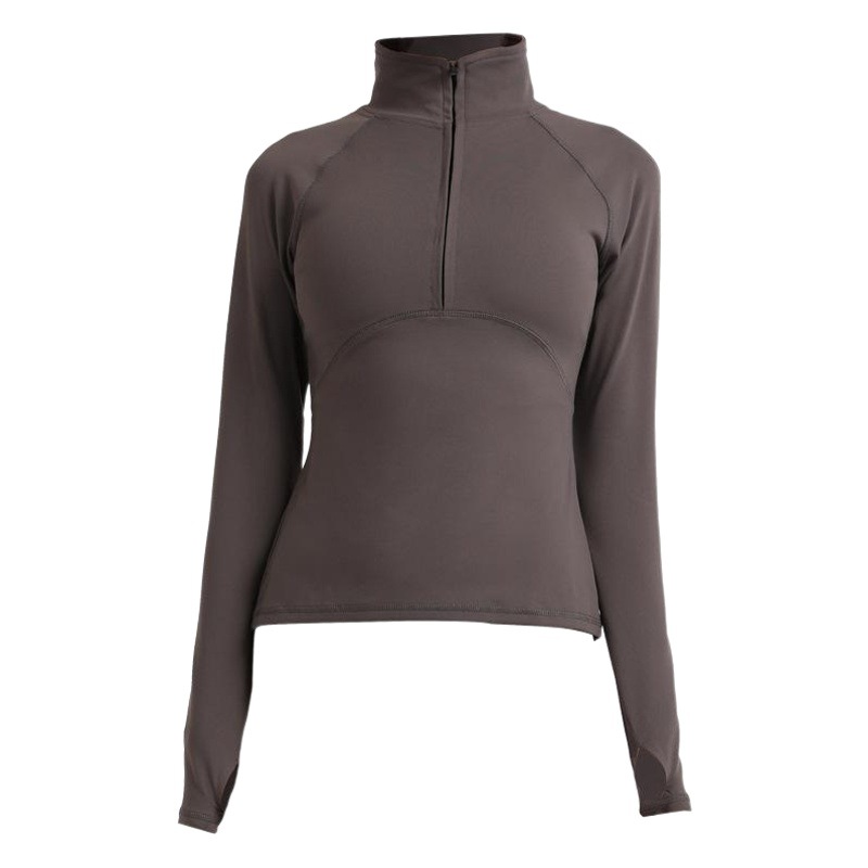 Ropa de entrenamiento de secado rápido transfronteriza europea y americana de primavera y otoño corriendo de manga larga chaqueta superior de yoga media cremallera blusa deportiva para mujeres
