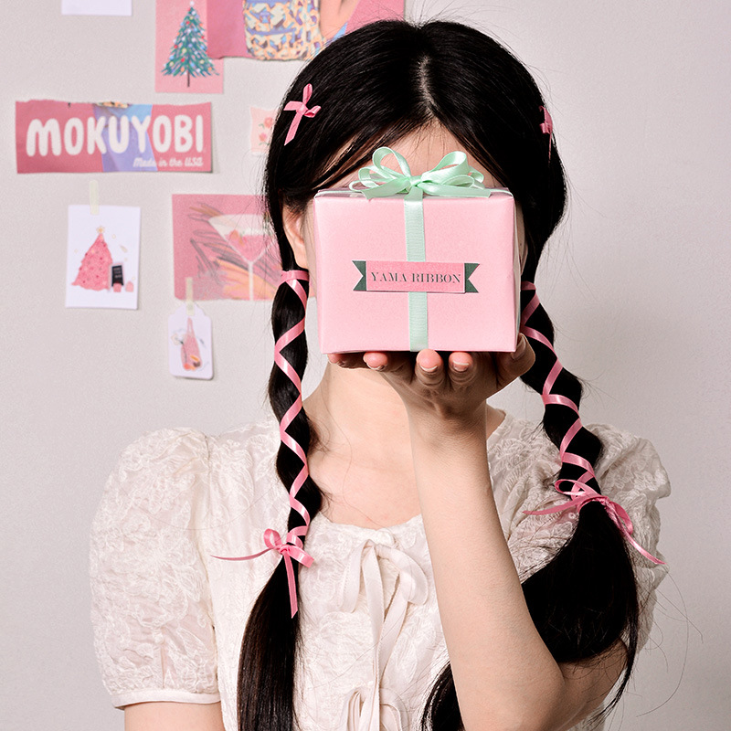 Cinta de embalaje para cajas de regalo de pastel de cinta de Yao Ming, cinta de satén de doble cara para envolver ramos, lazo decorativo para accesorios de cabello.