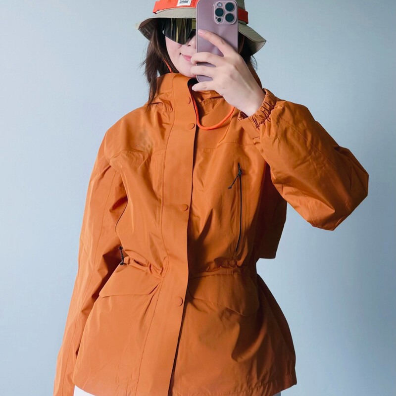 2025 Kl Same Style Autumn and Winter New Outdoor Waist Windproof Hooded Casual Jacket Jacket for Women