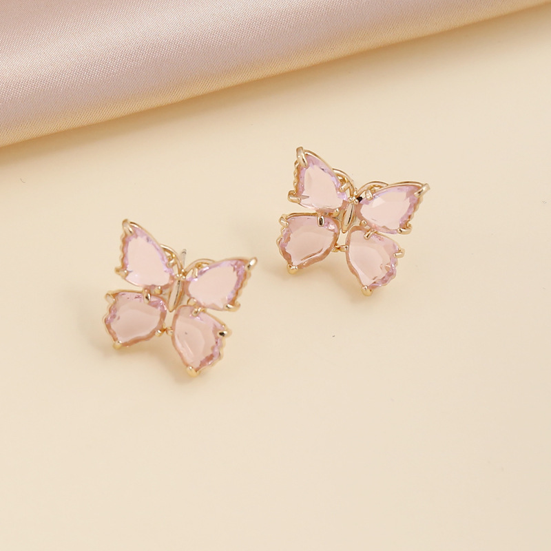 Fashion multicolor zircon butterfly copper necklace earring