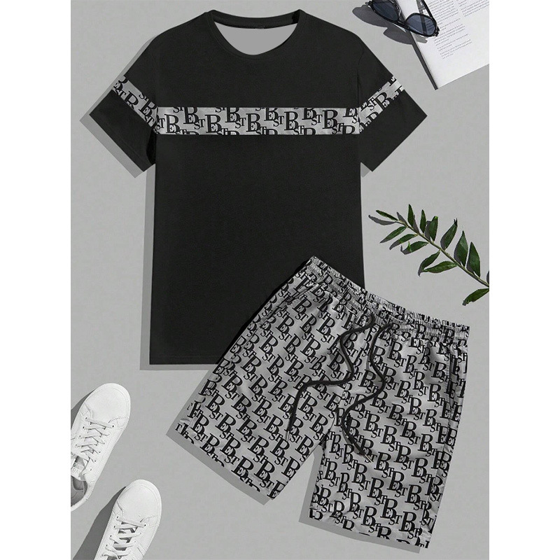 Men's Summer round Neck Short Sleeve Beach Pants Set 3D Print Hawaiian Style Trendy Two Piece Casual Clothing_viptrois.com
