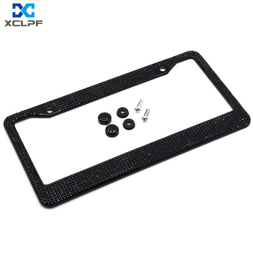 Amazon stainless steel license plate frame with diamond license plate frame US standard diamond license plate frame modified black pink and white diamond license plate holder