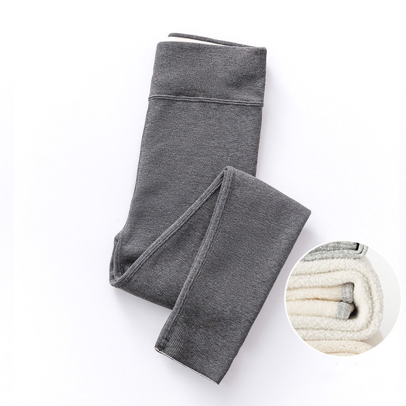 秋冬モデルのベルベットは9分のズボンを厚くして、子供の腰が高くて腹が立って痩せているズボンの外に羊のベルベットのズボンを着ている