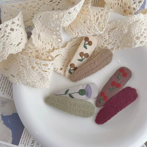 Hand embroidered bb clip Korean bangs clip foreign style broken hair forest style cute style simple baby hair clip girl headwear